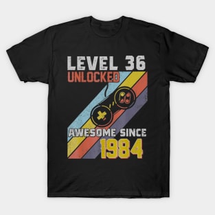 36th Birthday Level 36 Unlocked Born In 1984 Gift T-Shirt